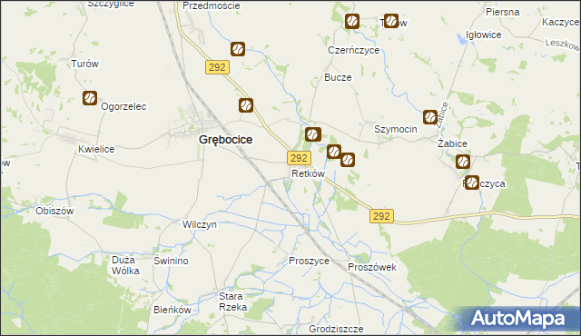 mapa Retków gmina Grębocice, Retków gmina Grębocice na mapie Targeo