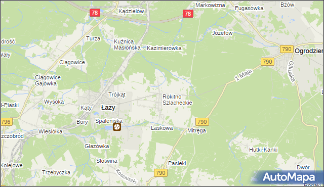 mapa Rokitno Szlacheckie, Rokitno Szlacheckie na mapie Targeo