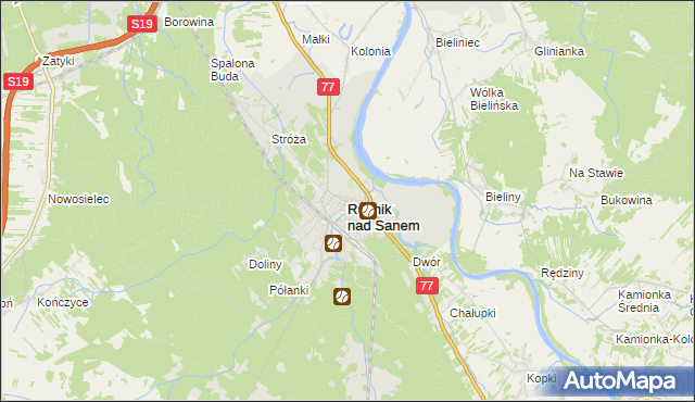mapa Rudnik nad Sanem, Rudnik nad Sanem na mapie Targeo