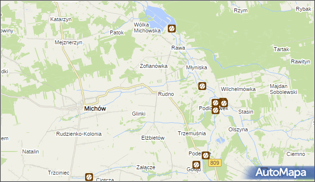 mapa Rudno gmina Michów, Rudno gmina Michów na mapie Targeo