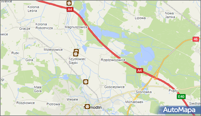 mapa Rzędziwojowice, Rzędziwojowice na mapie Targeo
