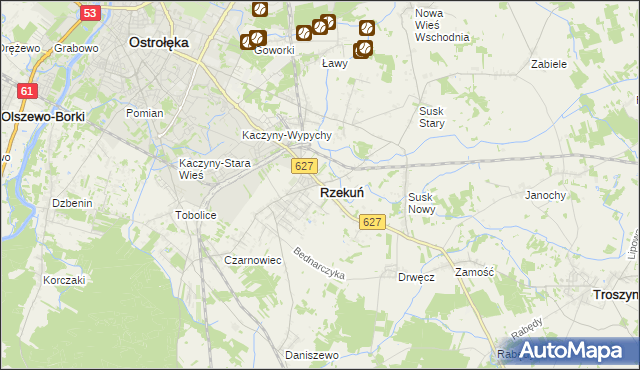 mapa Rzekuń, Rzekuń na mapie Targeo