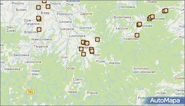 mapa Rzyki, Rzyki na mapie Targeo