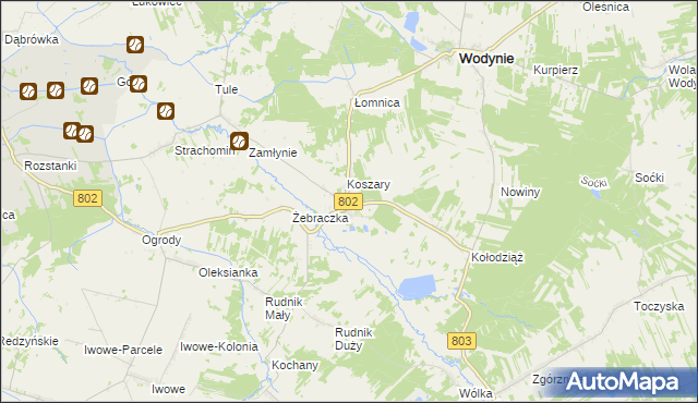 mapa Seroczyn gmina Wodynie, Seroczyn gmina Wodynie na mapie Targeo