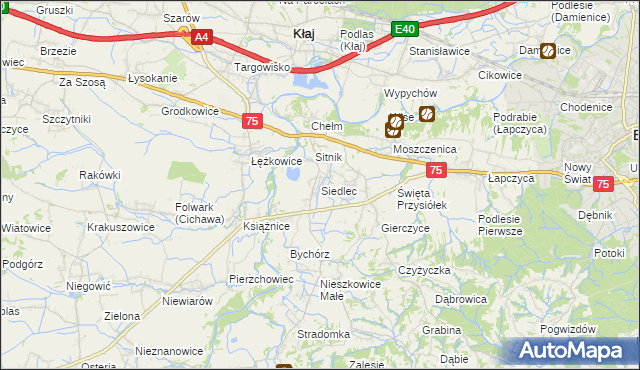 mapa Siedlec gmina Bochnia, Siedlec gmina Bochnia na mapie Targeo