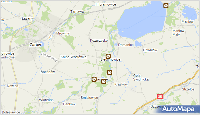 mapa Siedlimowice, Siedlimowice na mapie Targeo