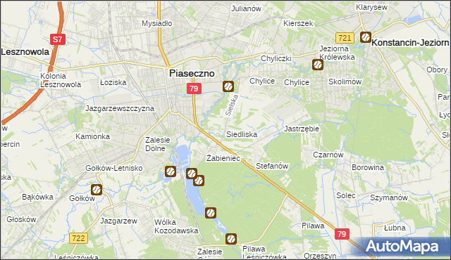 mapa Siedliska gmina Piaseczno, Siedliska gmina Piaseczno na mapie Targeo