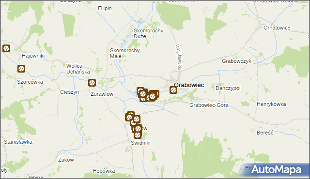 mapa Siedlisko gmina Grabowiec, Siedlisko gmina Grabowiec na mapie Targeo
