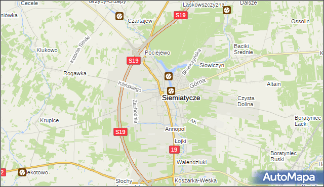 mapa Siemiatycze, Siemiatycze na mapie Targeo