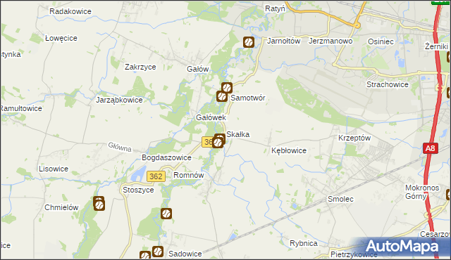 mapa Skałka gmina Kąty Wrocławskie, Skałka gmina Kąty Wrocławskie na mapie Targeo
