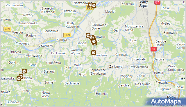 mapa Skrudzina, Skrudzina na mapie Targeo