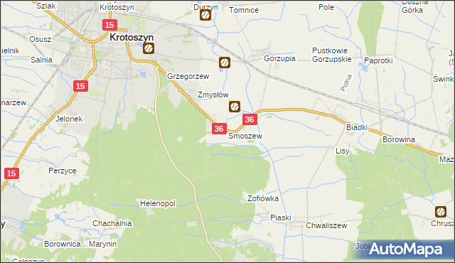 mapa Smoszew, Smoszew na mapie Targeo