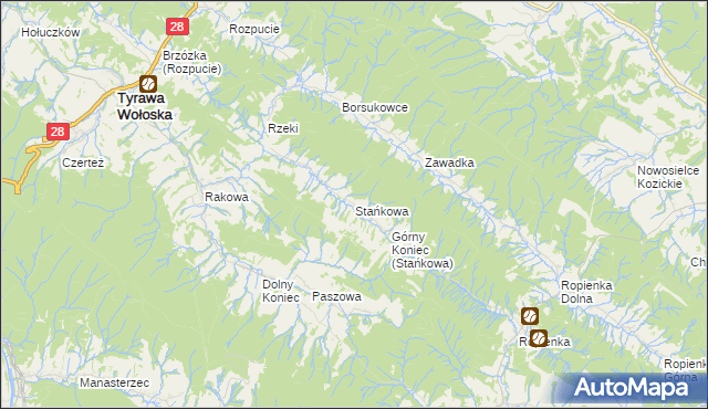 mapa Stańkowa gmina Ustrzyki Dolne, Stańkowa gmina Ustrzyki Dolne na mapie Targeo