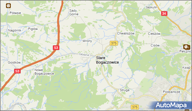 mapa Stare Bogaczowice, Stare Bogaczowice na mapie Targeo