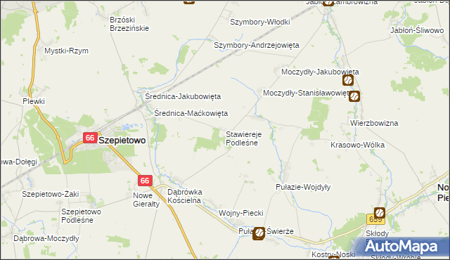 mapa Stawiereje Podleśne, Stawiereje Podleśne na mapie Targeo