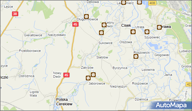 mapa Steblów gmina Cisek, Steblów gmina Cisek na mapie Targeo