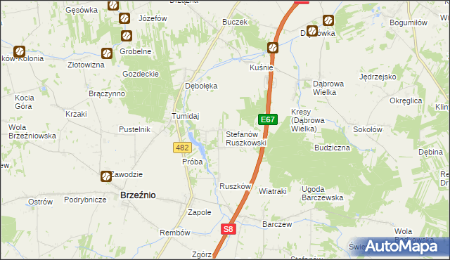 mapa Stefanów Ruszkowski, Stefanów Ruszkowski na mapie Targeo