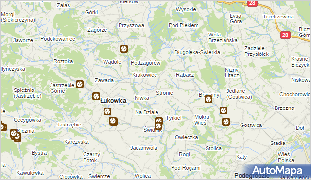mapa Stronie gmina Łukowica, Stronie gmina Łukowica na mapie Targeo