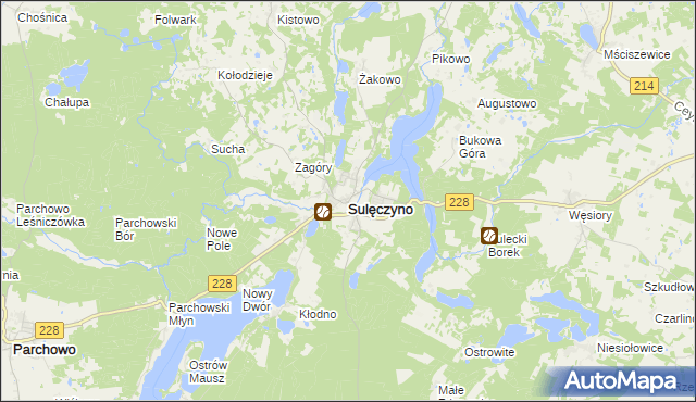 mapa Sulęczyno, Sulęczyno na mapie Targeo