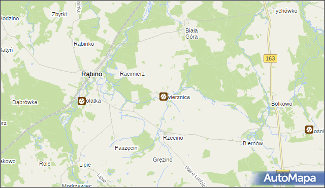 mapa Świerznica gmina Rąbino, Świerznica gmina Rąbino na mapie Targeo
