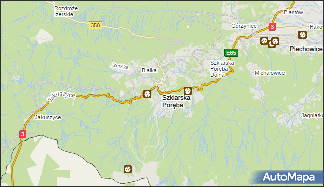 mapa Szklarska Poręba, Szklarska Poręba na mapie Targeo