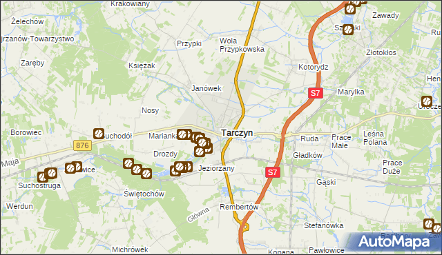 mapa Tarczyn powiat piaseczyński, Tarczyn powiat piaseczyński na mapie Targeo
