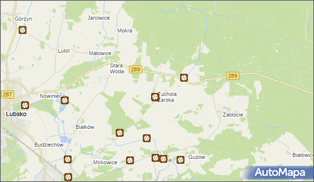 mapa Tuchola Żarska, Tuchola Żarska na mapie Targeo