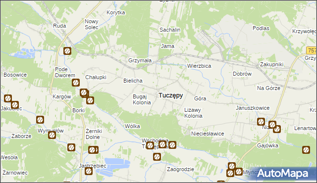 mapa Tuczępy powiat buski, Tuczępy powiat buski na mapie Targeo
