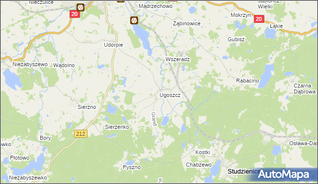 mapa Ugoszcz gmina Studzienice, Ugoszcz gmina Studzienice na mapie Targeo