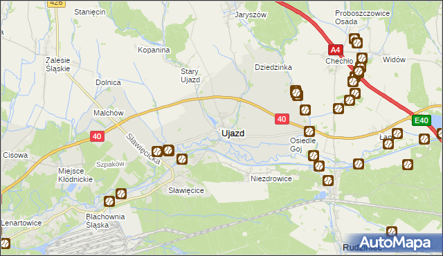 mapa Ujazd powiat strzelecki, Ujazd powiat strzelecki na mapie Targeo
