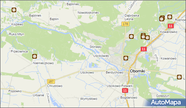 mapa Uścikówiec, Uścikówiec na mapie Targeo