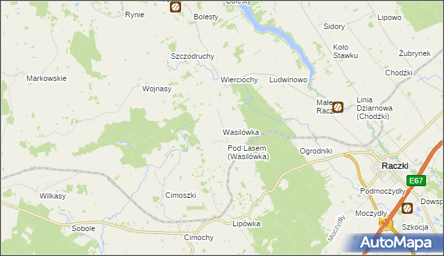 mapa Wasilówka gmina Raczki, Wasilówka gmina Raczki na mapie Targeo