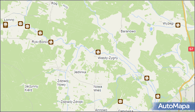mapa Wasiły-Zygny, Wasiły-Zygny na mapie Targeo