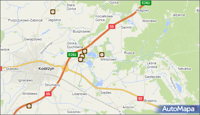 mapa Wiktorowo gmina Kostrzyn, Wiktorowo gmina Kostrzyn na mapie Targeo