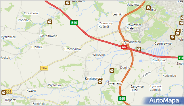 mapa Wilczyce gmina Krotoszyce, Wilczyce gmina Krotoszyce na mapie Targeo