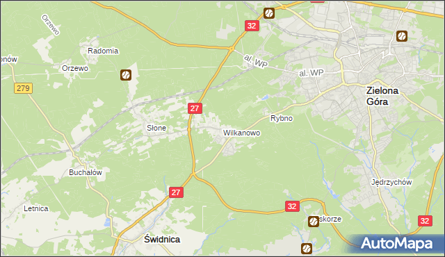 mapa Wilkanowo gmina Świdnica, Wilkanowo gmina Świdnica na mapie Targeo