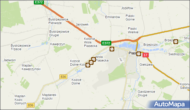 mapa Wola Piasecka, Wola Piasecka na mapie Targeo