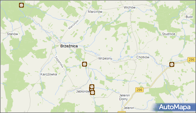 mapa Wrzesiny gmina Brzeźnica, Wrzesiny gmina Brzeźnica na mapie Targeo