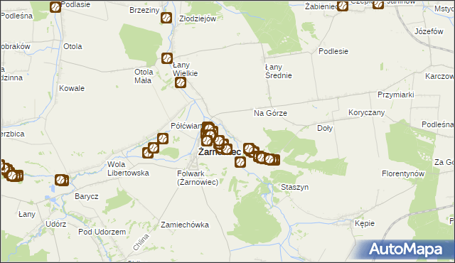 mapa Zabrodzie gmina Żarnowiec, Zabrodzie gmina Żarnowiec na mapie Targeo