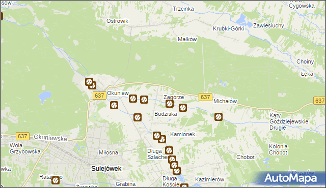 mapa Zagórze gmina Halinów, Zagórze gmina Halinów na mapie Targeo