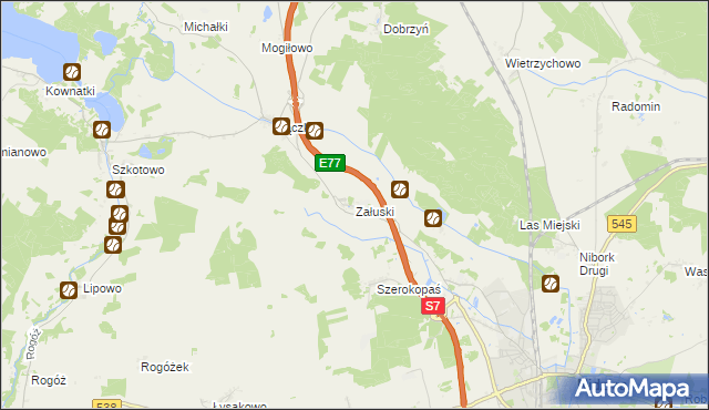 mapa Załuski gmina Nidzica, Załuski gmina Nidzica na mapie Targeo