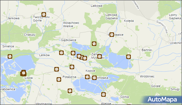 mapa Zamek Myśliwski, Zamek Myśliwski na mapie Targeo