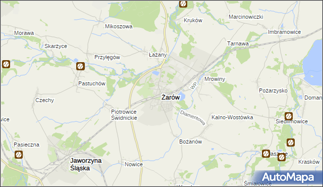 mapa Żarów powiat świdnicki, Żarów powiat świdnicki na mapie Targeo