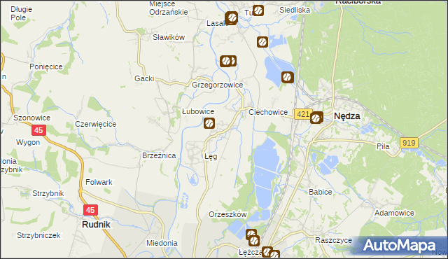 mapa Zawada Książęca, Zawada Książęca na mapie Targeo