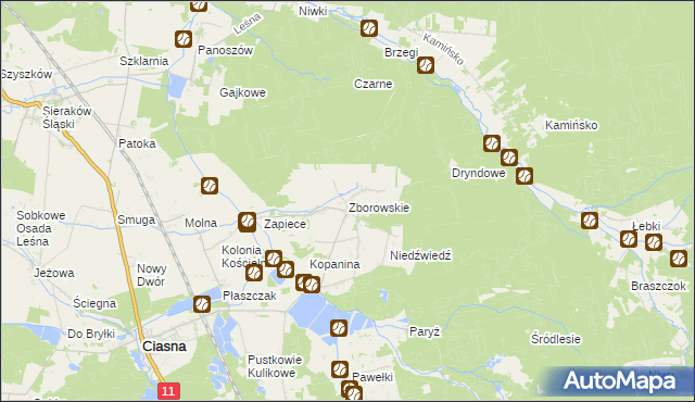 mapa Zborowskie gmina Ciasna, Zborowskie gmina Ciasna na mapie Targeo