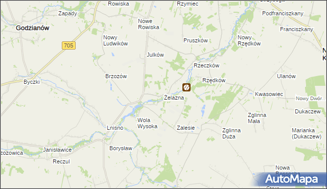 mapa Żelazna gmina Skierniewice, Żelazna gmina Skierniewice na mapie Targeo