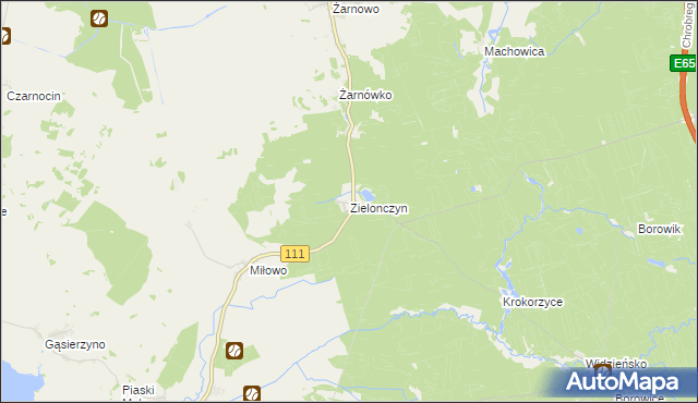mapa Zielonczyn gmina Stepnica, Zielonczyn gmina Stepnica na mapie Targeo