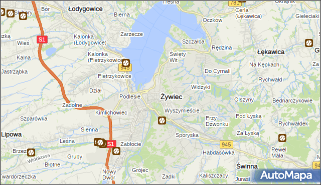 mapa Żywiec, Żywiec na mapie Targeo