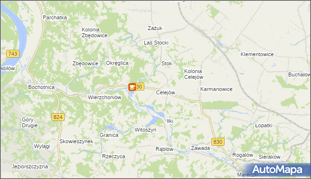 mapa Celejów gmina Wąwolnica, Celejów gmina Wąwolnica na mapie Targeo