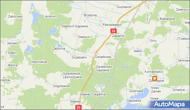 mapa Dziadkowo gmina Cieszków, Dziadkowo gmina Cieszków na mapie Targeo